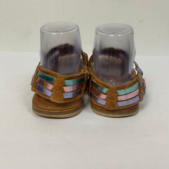 Free People San Juan Huarache Leather Metallic Rainbow Sandals Size 7 - Picture 7 of 12